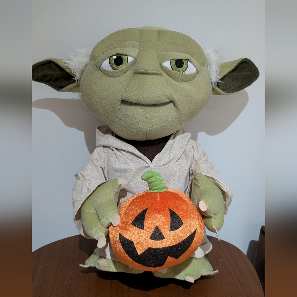Plush Yoda With Pumpkin Halloween Decoration